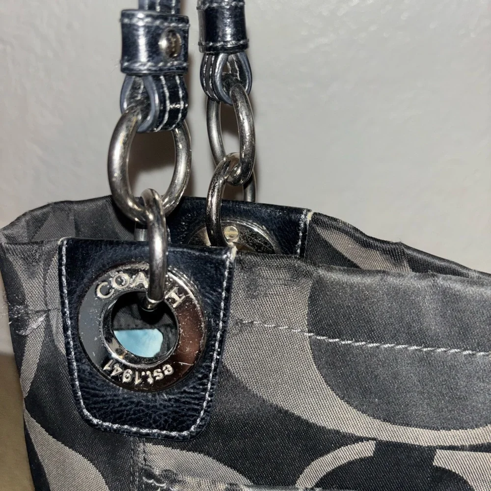 Coach Black Alex Signature Sateen Tote Bag